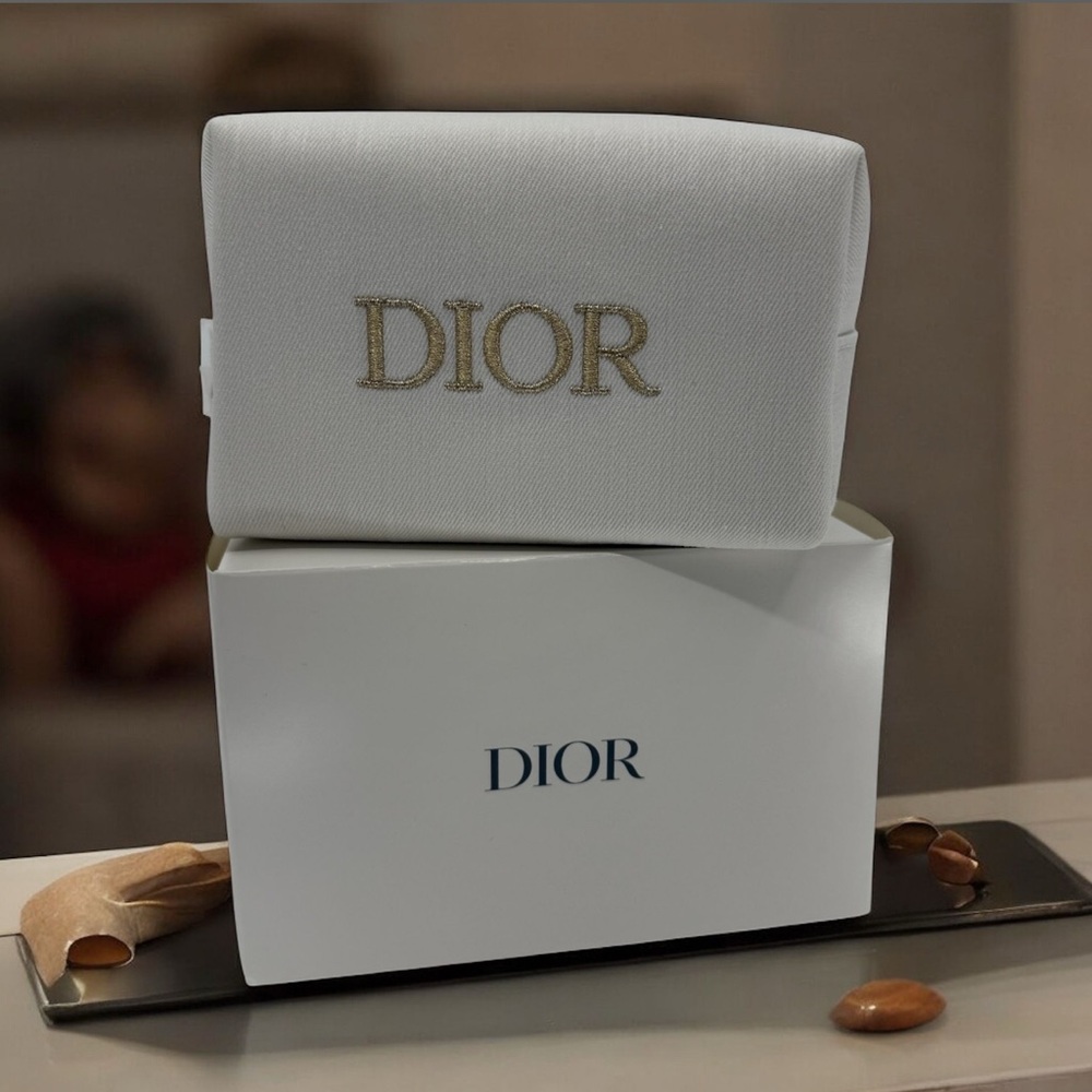 Dior Cream and Gold Cosmetic Bag